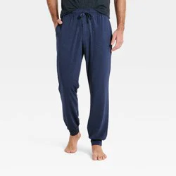 Men's All Night Knit Jogger Pajama Pants - Goodfellow & Co™ Heathered Navy Blue L