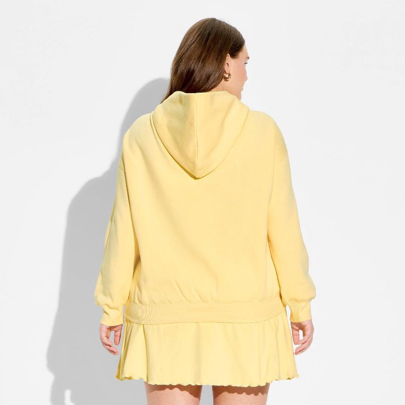 slide 3 of 3, Women's Oversized Hooded Pullover Sweatshirt - Wild Fable™ Light Yellow XXL, 1 ct