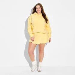 Women's Oversized Hooded Pullover Sweatshirt - Wild Fable™ Light Yellow XXL