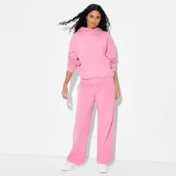 Women's Oversized Hooded Pullover Sweatshirt - Wild Fable™ Pink XXS