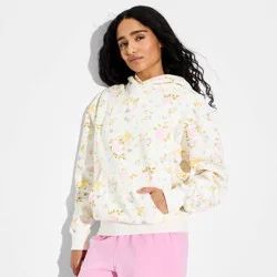 Women's Oversized Hooded Pullover Sweatshirt - Wild Fable™ Cream Floral XL