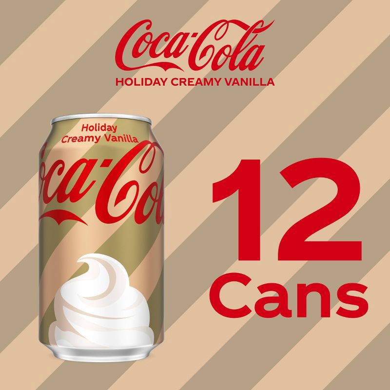 slide 2 of 14, Coca-Cola Holiday Creamy Vanilla Soda - 12pk/12 fl oz Cans, 12 ct; 12 fl oz