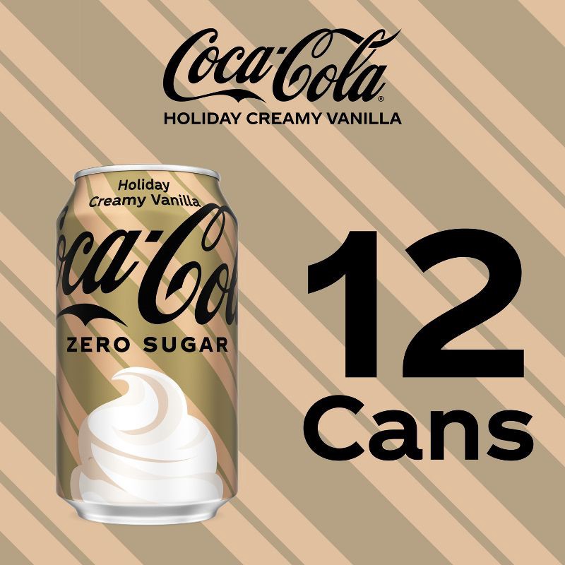 slide 5 of 11, Coca-Cola Zero Sugar Holiday Creamy Vanilla Soda - 12pk/12 fl oz cans, 12 ct; 12 fl oz
