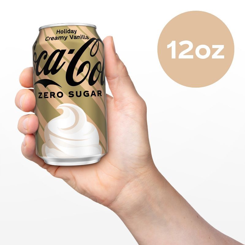 slide 6 of 11, Coca-Cola Zero Sugar Holiday Creamy Vanilla Soda - 12pk/12 fl oz cans, 12 ct; 12 fl oz
