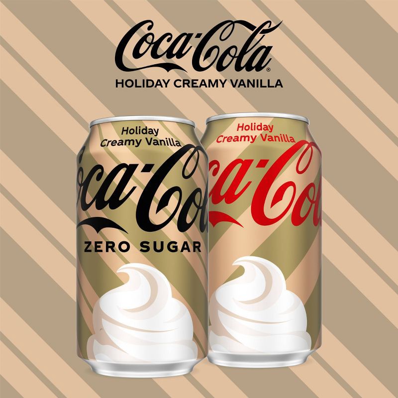 slide 11 of 11, Coca-Cola Zero Sugar Holiday Creamy Vanilla Soda - 12pk/12 fl oz cans, 12 ct; 12 fl oz