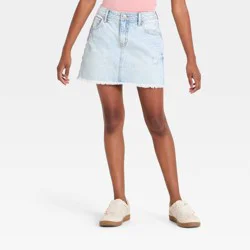 Girls' Mid-Rise Denim Skort - art class™ Light Wash Blue XL