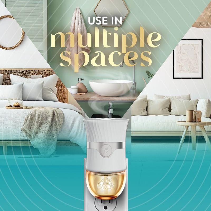 slide 8 of 8, Air Wick Vibrant Scented Oil Air Freshener Starter Kits - 1 Warmer + 1 Refill - Island Coconut & Warm Sands - 2ct, 2 ct