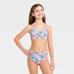 Girls' Sandy Bouquet Floral Bikini Set - art class™ Pink XS