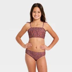 Girls' Animal Ditsy Leopard Spot Bikini Set - Cat & Jack™ Brown M