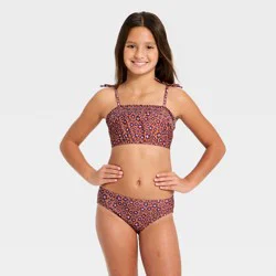 Girls' Animal Ditsy Leopard Spot Bikini Set - Cat & Jack™ Brown L