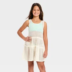 Girls' Top Tier Crochet Cover-Up Dress - Cat & Jack™ Cream S