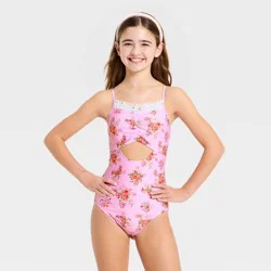 Girls' May Bouquet Floral One Piece Swimsuit - art class™ Pink M