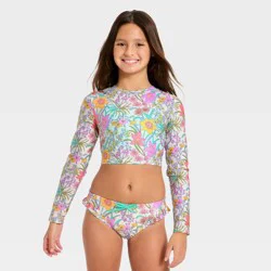 Girls' 3pc Spring Garden Floral Bikini Set - Cat & Jack™ Green M