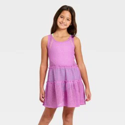 Girls' Top Tier Crochet Cover-Up Dress - Cat & Jack™ Lavender M