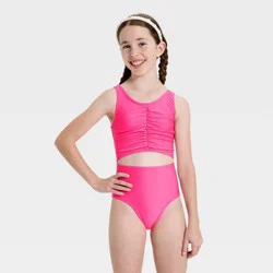 Girls' Front Cut One Piece Swimsuit - Cat & Jack™ Pink S