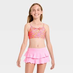 Girls' 3pc Floral Confetti Bikini Skirt Set - Cat & Jack™ Pink XL