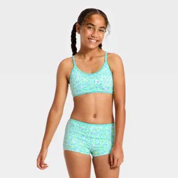 Girls' Vibrant Meadow Bikini Set - art class™ Blue XS