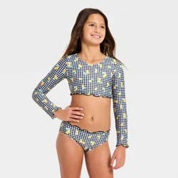 Girls' Gingham Lemons Bikini Set - Cat & Jack™ Black/White S