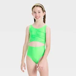 Girls' Front Cut One Piece Swimsuit - Cat & Jack™ Green S