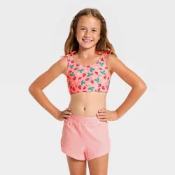 Girls' 3pc Splashberry Fun Bikini Short Set - Cat & Jack™ Light Pink L