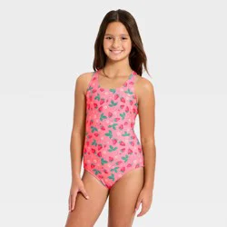 Girls' Strawberry Patch One Piece Swimsuit - Cat & Jack™ Pink/Green L