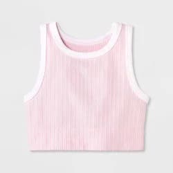 Girls' Seamless Contrast Trim High Neck Bra - art class™ Pink S