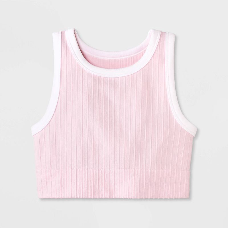 slide 1 of 3, Girls' Seamless Contrast Trim High Neck Bra - art class™ Pink XL, 1 ct