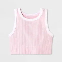 Girls' Seamless Contrast Trim High Neck Bra - art class™ Pink XL