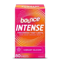 Bounce Vibrant Blooms Intense Dryer sheets - 80ct: Box, Bleach-Free