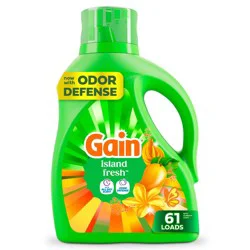 Gain Island Fresh Liquid Laundry Detergents 61 Loads - 81oz: Paraben-Free, Bleach-Free, Concentrated, Spill-Resistant Lid