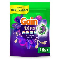 Gain Moonlight Breeze Super Flings Plus Laundry Detergents - 18ct: Resealable Bag, Paraben-Free, Bleach-Free