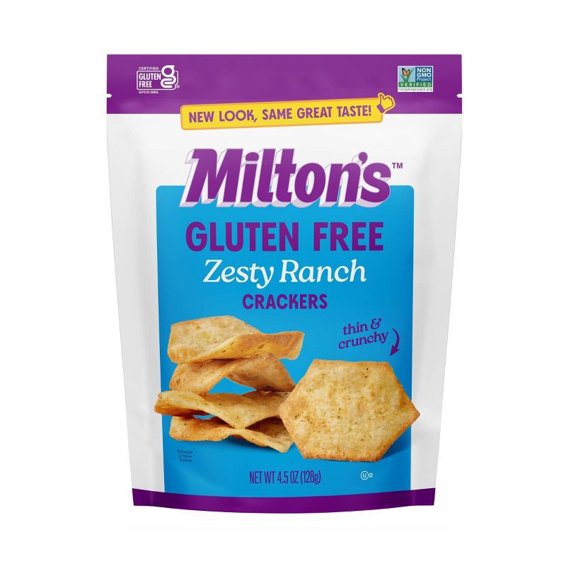 slide 1 of 4, Milton's Craft Bakers Gluten Free Zesty Ranch Crackers - 4.5oz, 4.5 oz