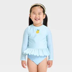 Toddler Girls' Long Sleeve Rash Guard Set - Cat & Jack™ Blue 3T