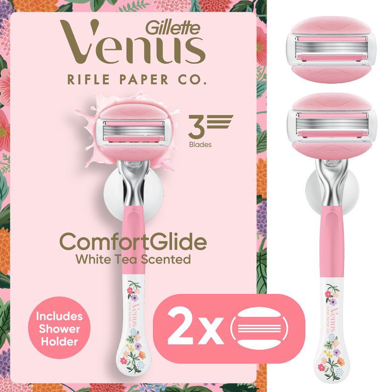 Venus + Rifle Paper Co. ComfortGlide White Tea 3-Blade Women's Razor ...