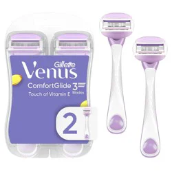 Venus ComfortGlide Touch of Vitamin E 3-Blade Women's Disposable Razors - 2ct: Whole Body, Manual, All Hair Types