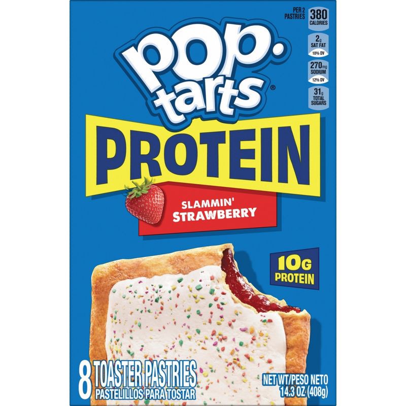 slide 9 of 10, Pop-Tarts Protein Frosted Slammin' Strawberry Toaster Pastries - 14.3oz/8ct, 14.3 oz, 8 ct