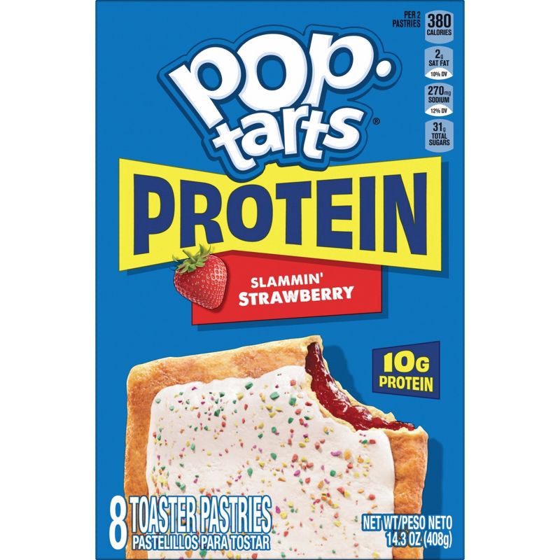slide 10 of 10, Pop-Tarts Protein Frosted Slammin' Strawberry Toaster Pastries - 14.3oz/8ct, 14.3 oz, 8 ct