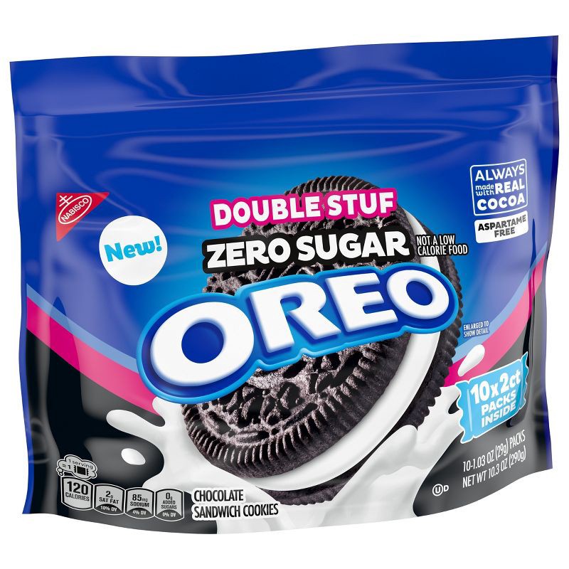 slide 10 of 15, Oreo Double Stuf Zero Sugar Chocolate Sandwich Cookies - 10.3oz, 10.3 oz