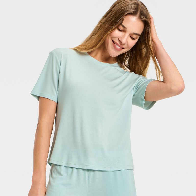 slide 3 of 3, Women's Jersey Pajama T-Shirt - Auden™ Green S, 1 ct
