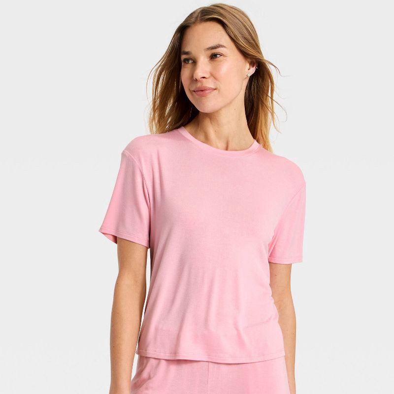 slide 3 of 3, Women's Jersey Pajama T-Shirt - Auden™ Pink L, 1 ct