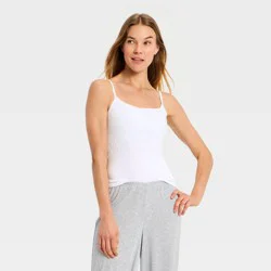 Women's Ribbed Built-in-Bra Sleep Camisole - Auden™ White L