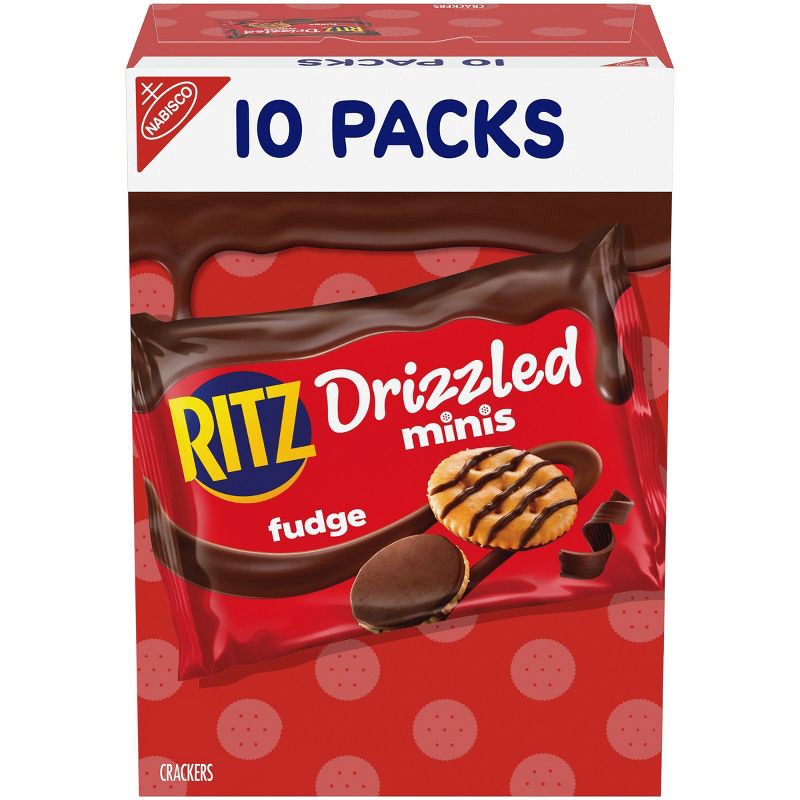 slide 1 of 14, RITZ Drizzled Minis Fudge Crackers Snack Pack Lunch Snacks - 9oz/10ct, 10 ct; 9 oz
