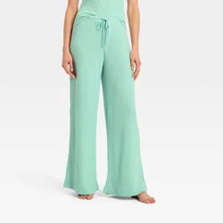 Women's Cozy Ribbed Wide Leg Pants - Auden™ Mint M