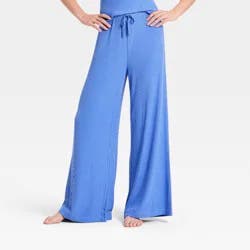 Women's Cozy Ribbed Wide Leg Pants - Auden™ Summer Blue XL