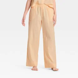 Women's Striped Cotton Blend Pajama Pants - Auden™ Peach Orange M