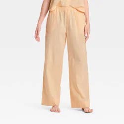 Women's Striped Cotton Blend Pajama Pants - Auden™ Peach Orange XL