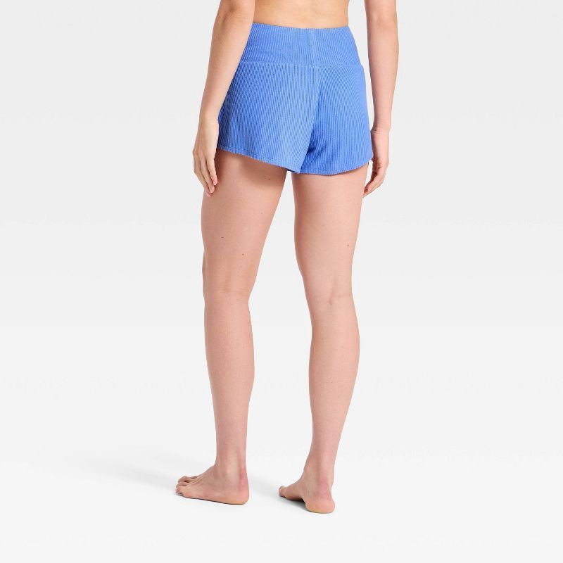 slide 2 of 3, Women's Cozy Ribbed Wide Waistband Shorts - Auden™ Blue S, 1 ct