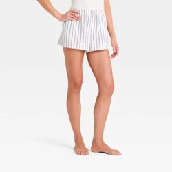 Women's Striped Cotton Blend Pajama Shorts - Auden™ White XL