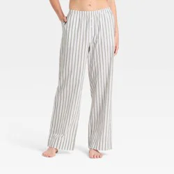Women's Striped Cotton Blend Pajama Pants - Auden™ White XL