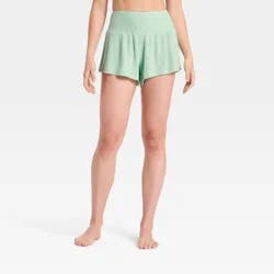 Women's Cozy Ribbed Wide Waistband Shorts - Auden™ Mint L